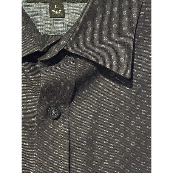 Banana Republic Dress Shirt Men L Cotton Button Down Long Sleeve Navy Geometric - Picture 5 of 7